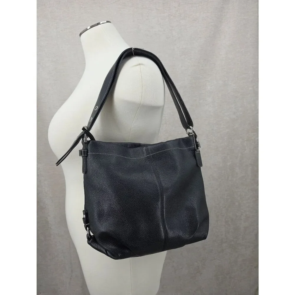 Coach F15064 Soho Convertible Shoulder Bag Black Pebble Leather Purse